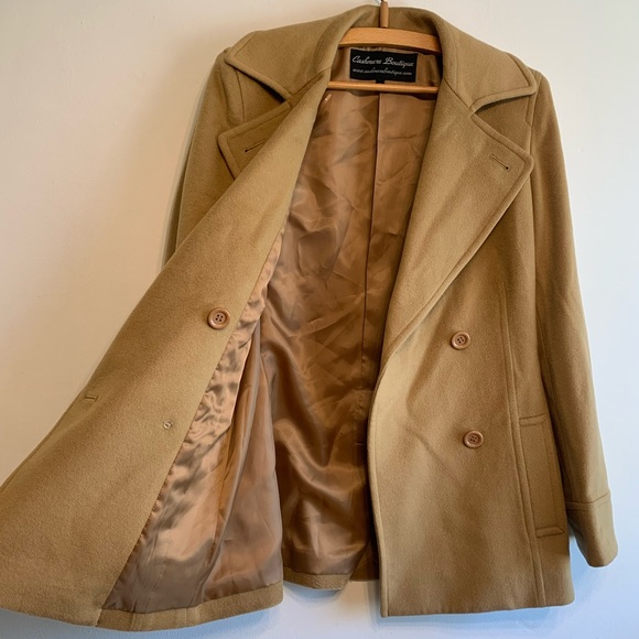 Cashmere Boutique Tan Pea Coat, Size 4 - Picture 3 of 7